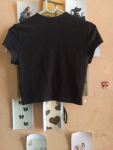 Black Ribbed Ruched Crop Top❤️
