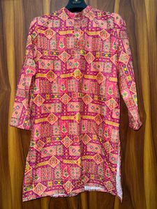 Vibrant Pink Ethnic Kurta Set with Dhoti Pants & D