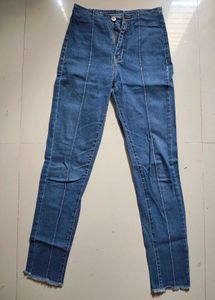 High-Waisted Blue Denim Jeans