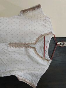 BIBA White Embroidered Kurta