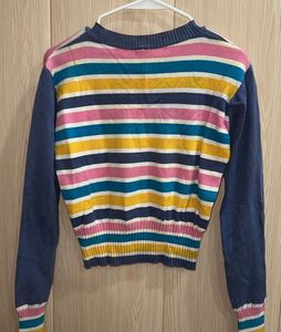 Striped Knit V-Neck Sweater