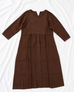Elegant Brown Kurta with Embellished Neckline