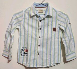 White Shirt Striped Print For 3- 4 Year Boy