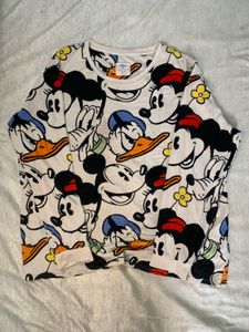 Disney Vintage Mickey Mouse Print Long Sleeve Top