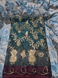 Embroidered Teal Saree with Rich Border