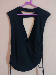 Edgy Graphic Cut-Out Top