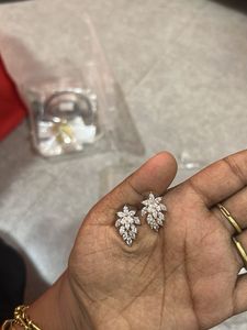 Sparkling Crystal Leaf Stud Earrings