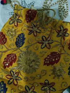 Embroidered Yellow Potli Bag