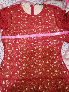 Zara Maroon Lace Dress