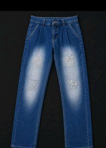 Distressed Blue Denim Jeans