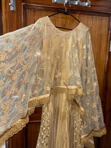 🌸Elegant Gold Embellished Poncho Dress