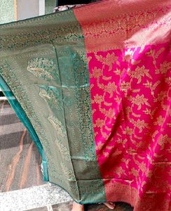 New Vibrant pink and Green pattu saree💚💓