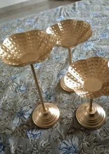 Golden Flower Tealight Holders Set of 3
