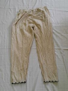 Embroidered Cream Kurta Pant Set