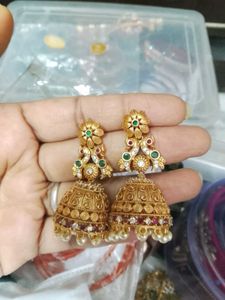 Gold Jhumka Earrings