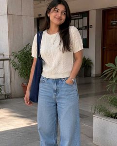Off-white Knitted Top | Casual Wear | Size S