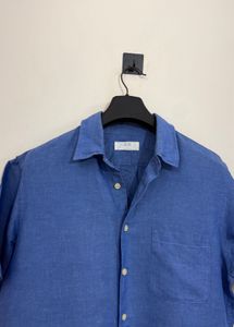 Men's Blue Linen Blend Shirt