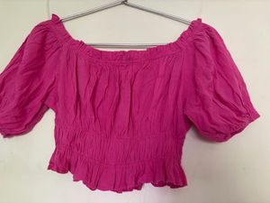 Off-Shoulder Smocked Crop Top