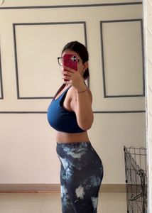 Stylish Blue Marble Print Leggings and bra