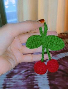 Crocheted Cherry  keychain