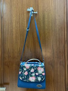 Floral Print Blue Handbag