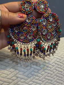 Bohemian Beaded Jhumka Earrings
