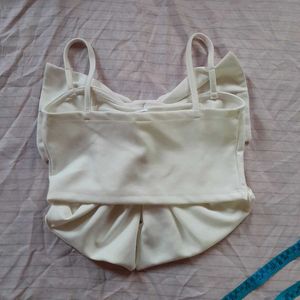 Cream Bow Detail Crop Top
