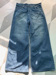 Wide Leg Blue Denim Jeans