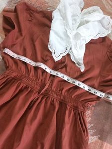 Vintage Burnt Orange Dress with Lace Collar