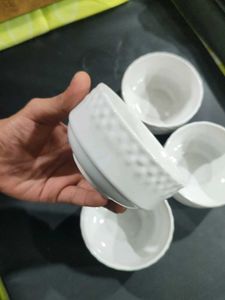 Set of 4 White Ceramic Serving Bowls
