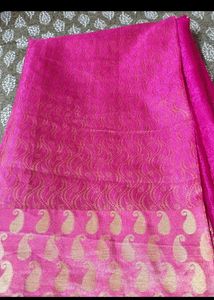 Vibrant Pink saree with stiched blouse