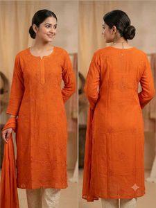Pure Viscose Rust mukesh work Kurti
