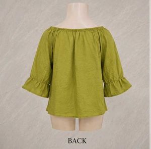Green Embroidered Peasant Blouse