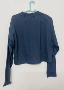Gray Long Sleeve Cropped Sweatshirt