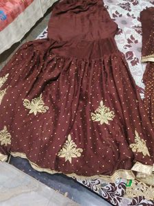 Maroon Kurta Set with Gold Embellishments