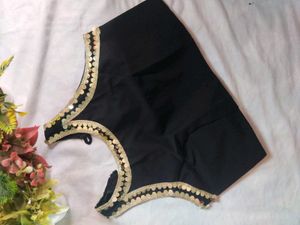 Stylish Black Blouse with Sequin Border