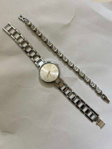Silver Watch and Bracelet Set