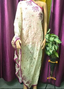 Embroidered Cream dupatta stone work