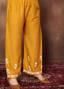 yellow chickenkari plazzo pant