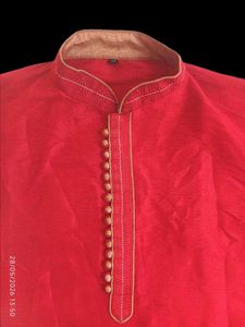Men's Maroon Silk Kurta Set