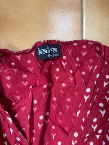 Chic Red Printed Wrap Top