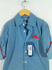 Blue Printed Shirt For Boy's