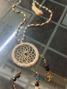 Boho Dreamcatcher Necklace with Om Charm