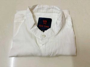 Classic White Mandarin Collar Shirt