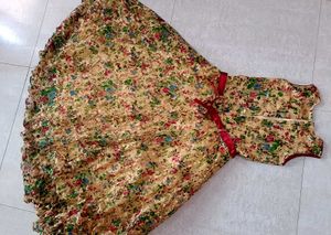Floral Girls Dress with Red Belt
