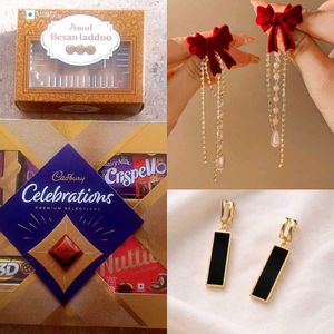Rakhi Special Combo of 2 Earrings and Sweets