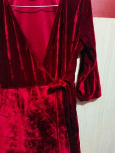 Red Velvet Wrap Dress