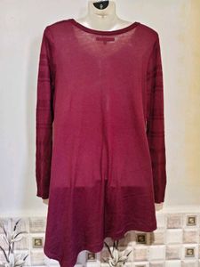 Maroon Textured A-Line Top