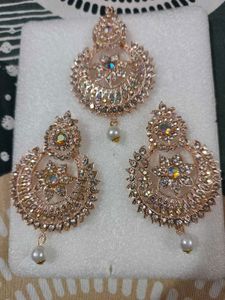 Stunning CZ &amp; Pearl Necklace &amp; Earring Set