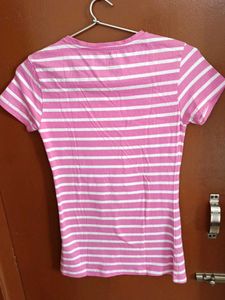 Pink and White Striped T-Shirt